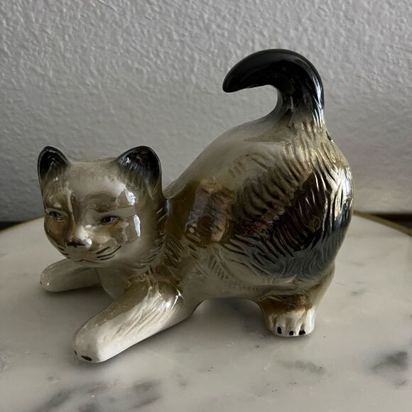 Vintage Ceramic/Porcelain Kitty Cat Figurine Made in Brazil #4058 EUC - Picture 1 of 5